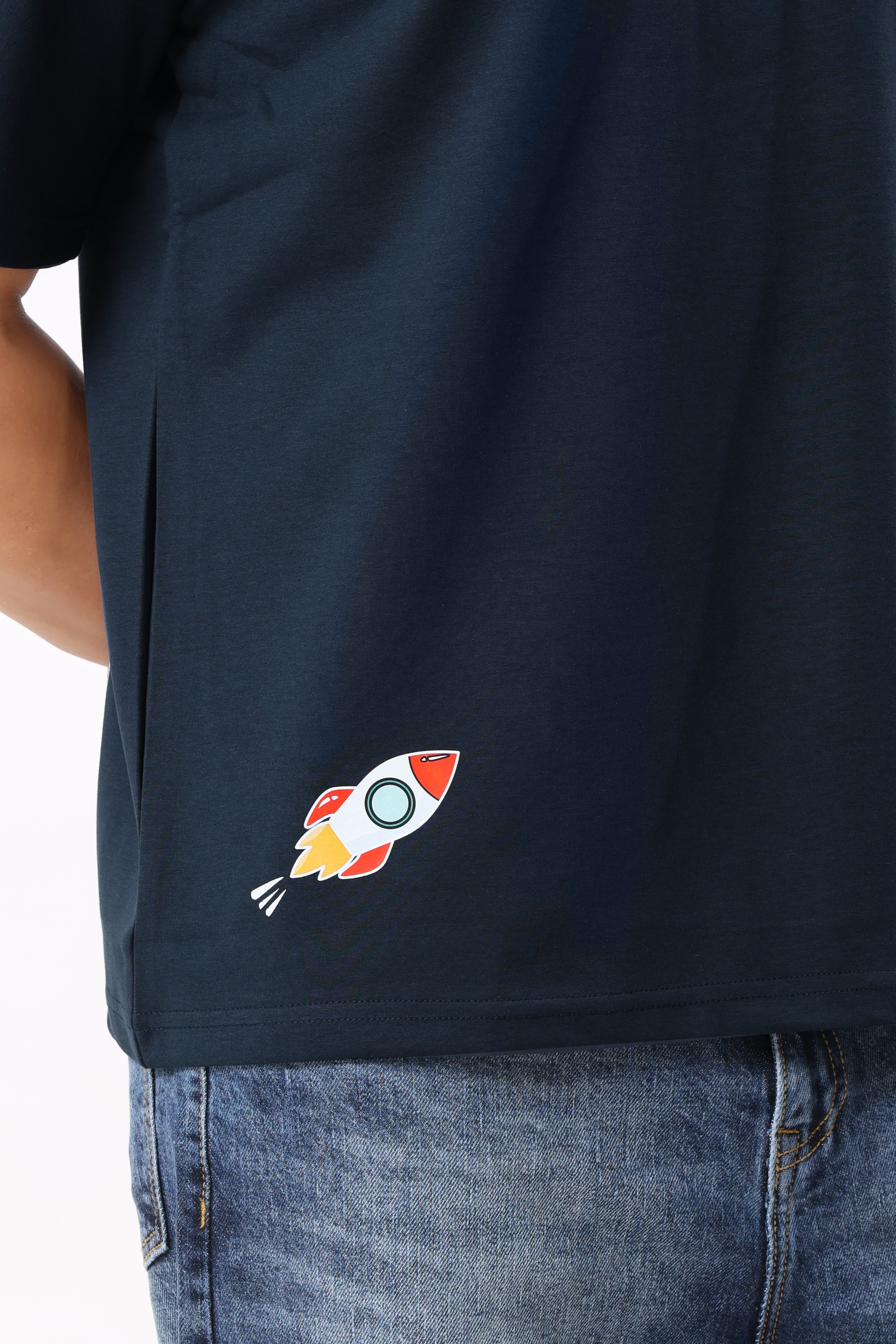 0801-3 Space Oversized T-Shirt Navy