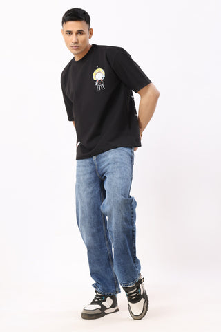 0801-4 Space Oversized T-Shirt Black