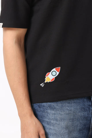 0801-4 Space Oversized T-Shirt Black