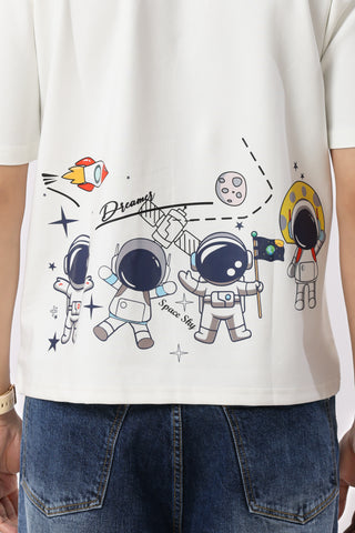 0801-1 Space Oversized T-Shirt White