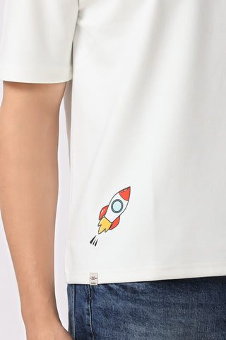 0801-1 Space Oversized T-Shirt White
