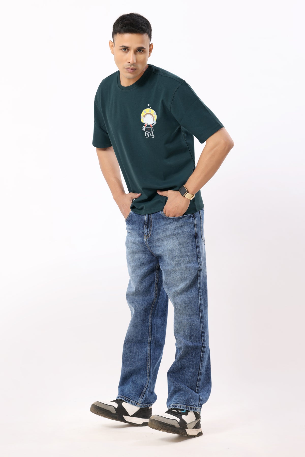0801-2 Space Oversized T-Shirt Teal Green