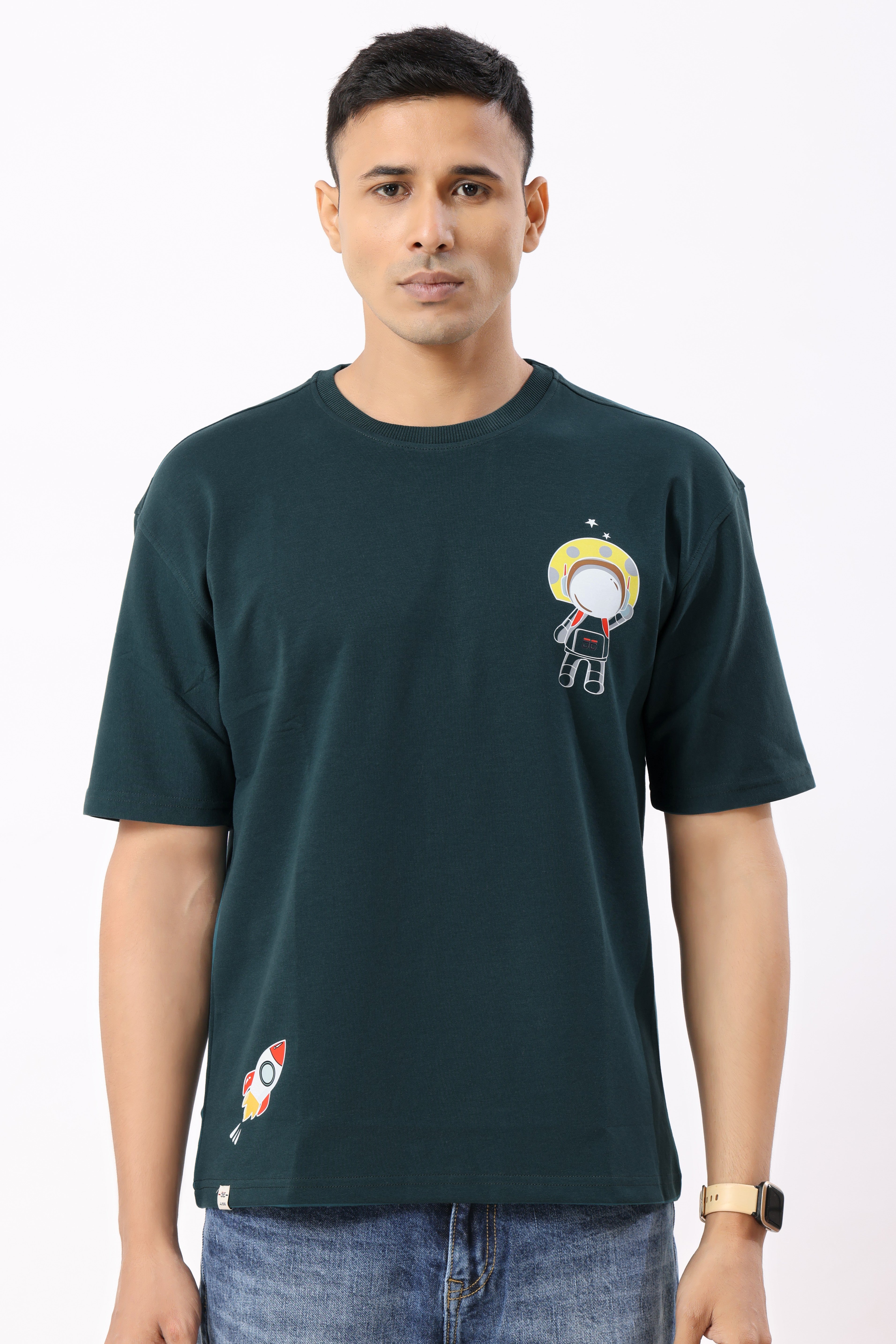 0801-2 Space Oversized T-Shirt Teal Green