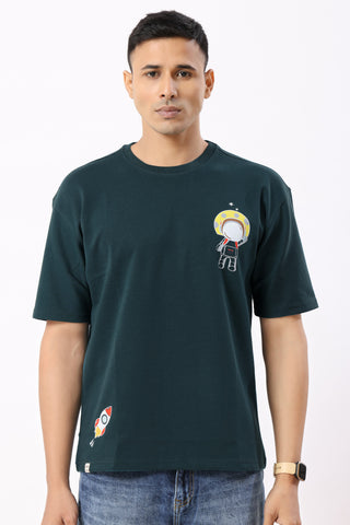 0801-2 Space Oversized T-Shirt Teal Green