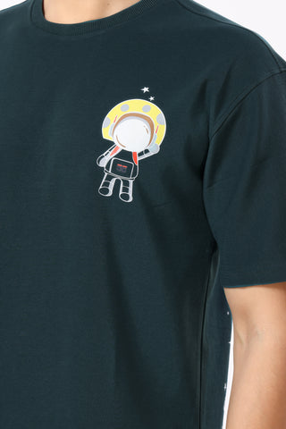 0801-2 Space Oversized T-Shirt Teal Green