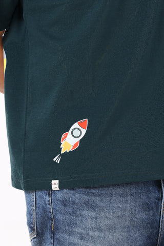 0801-2 Space Oversized T-Shirt Teal Green