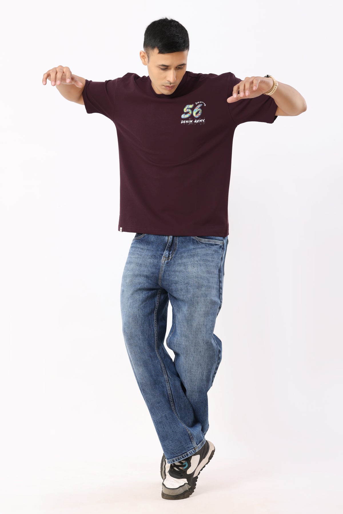 0802-2 Oversized T-Shirt 56 Burnt Maroon