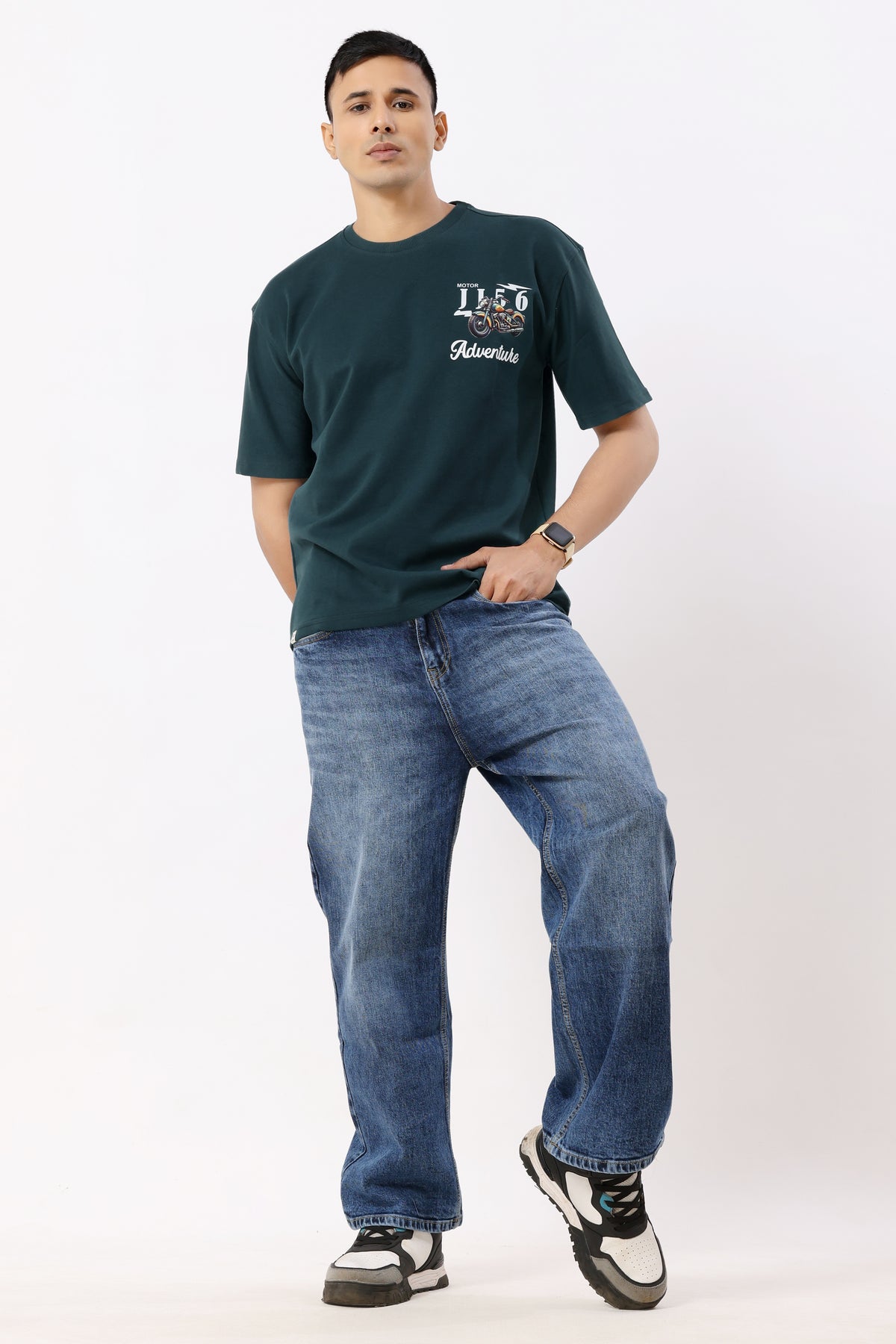 0803-1 Bullet Oversized T-Shirt Teal Green