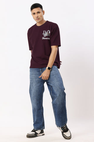 0803-2 Bullet Oversized T-Shirt Burnt Maroon