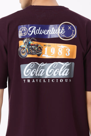 0803-2 Bullet Oversized T-Shirt Burnt Maroon
