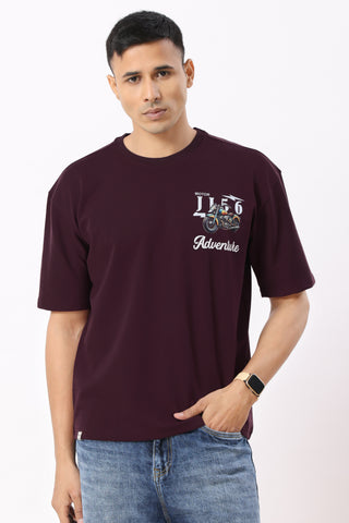 0803-2 Bullet Oversized T-Shirt Burnt Maroon
