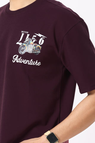 0803-2 Bullet Oversized T-Shirt Burnt Maroon