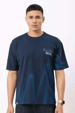 0804-3 Spray Oversized T-Shirt Navy