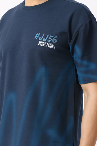 0804-3 Spray Oversized T-Shirt Navy