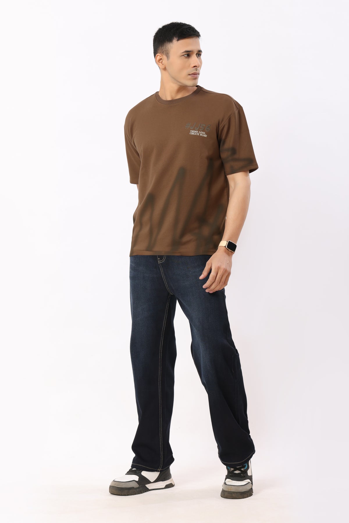0804-2 Spray Oversized T-Shirt Brown