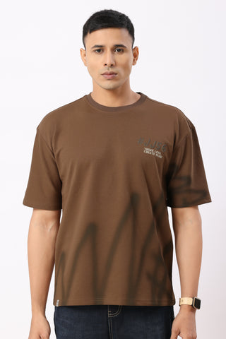 0804-2 Spray Oversized T-Shirt Brown