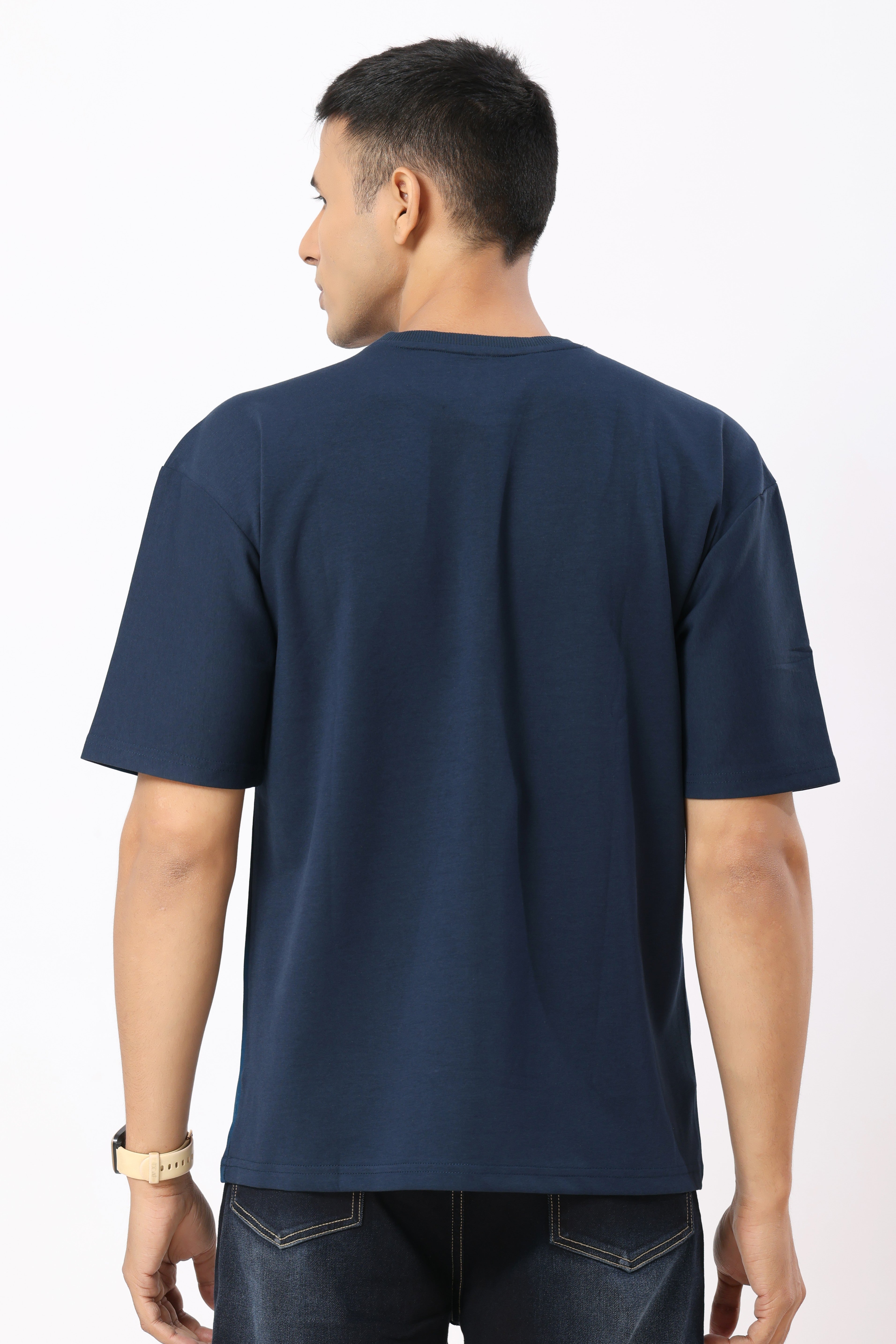 0804-3 Spray Oversized T-Shirt Navy