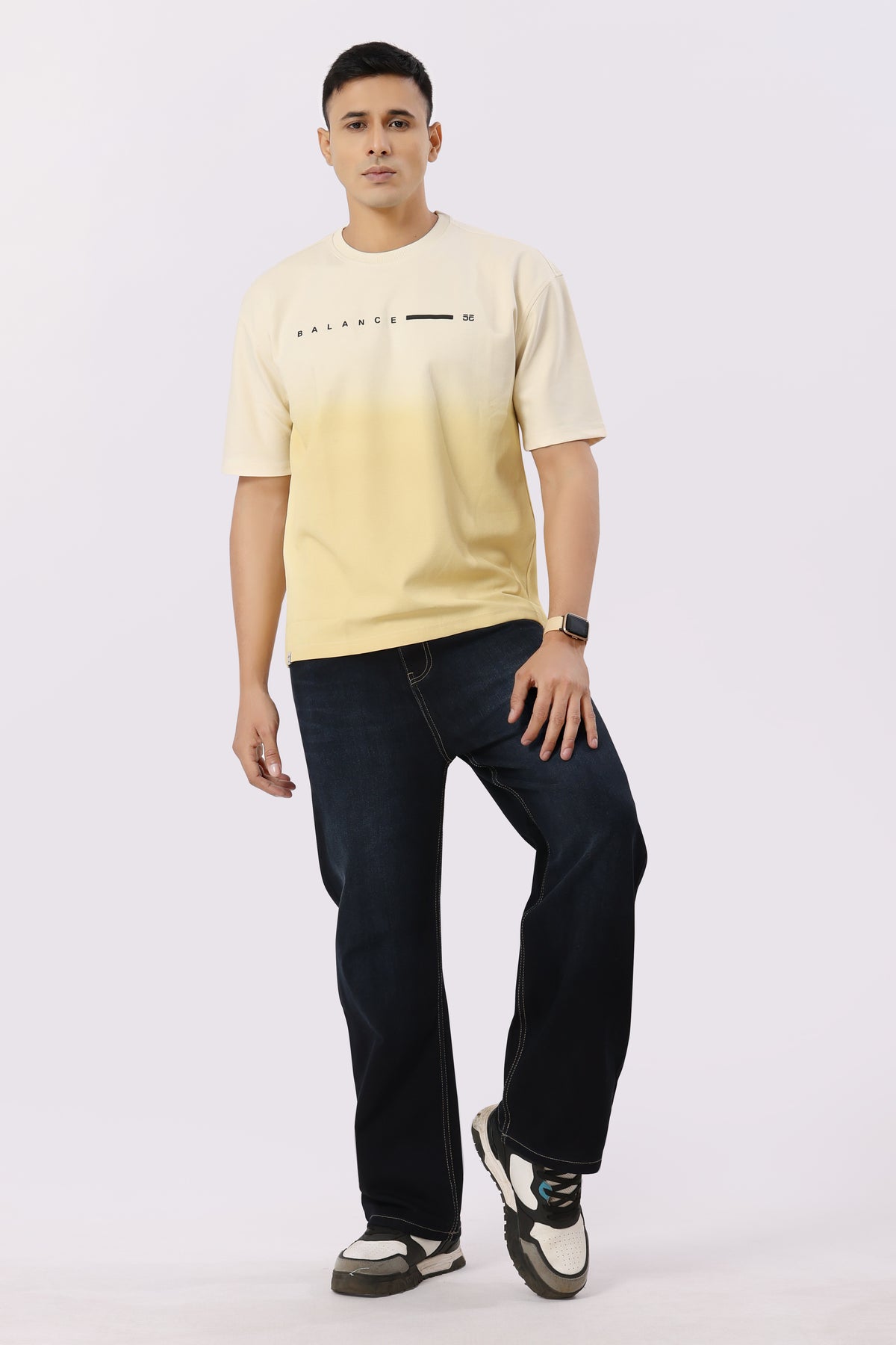 0805-1 Ombre Oversized T-Shirt Cream