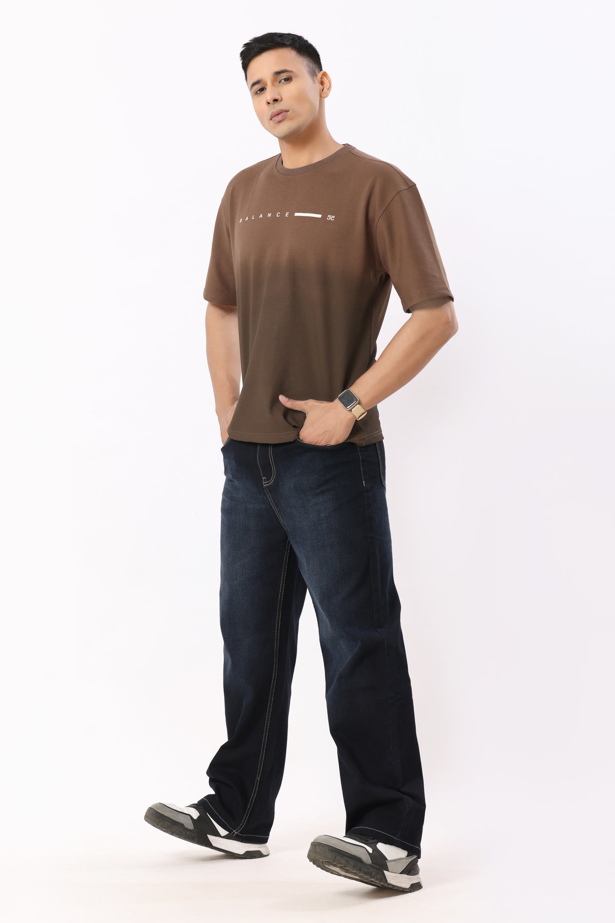 0805-2 Ombre Oversized T-Shirt Brown